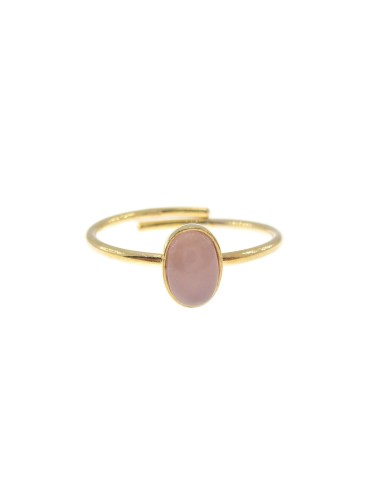 M Rio Classic Adjustable Ring Pink Stone Oval Silver Gilt