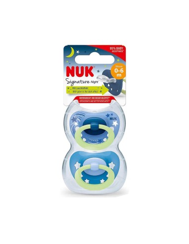 NUK Signature Night Silicone Soother 0-6m x2