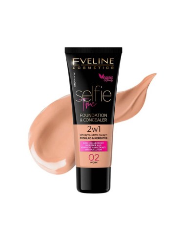 Eveline Cosmetics Selfie Time Foundation and Concealer 2in1 02 Ivory 30ml