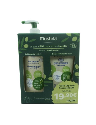 Mustela Pack Bio Gel Wash 400ml and Moisturising Cream 150ml