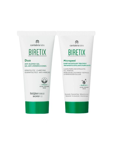 Biretix Pack Duo Anti-Imperfection Gel 30ml Micropeel Purifying Exfoliating Care 50ml