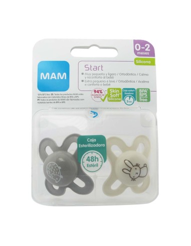 Mam Start Silicone Soother 0-2m Blue 2 Units