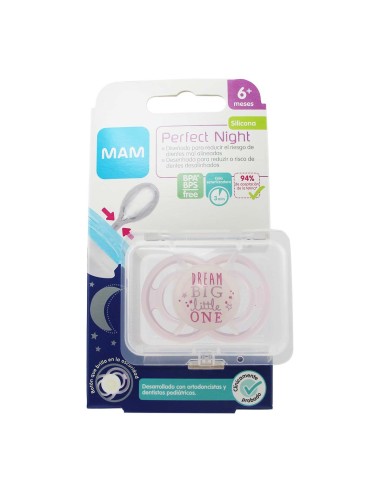 Mam Perfect Night Silicone 6 months Pink 1 Unit