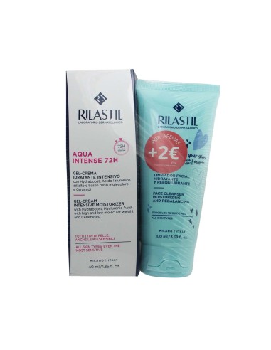 Rilastil Pack Aqua Intense 72H Gel-Cream 40ml and Facial Cleanser 100ml