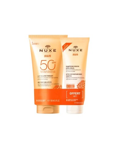 Nuxe Pack Sun Melting Sun Lotion SPF50 150ml and After-Sun Hair and Body Shampoo 100ml